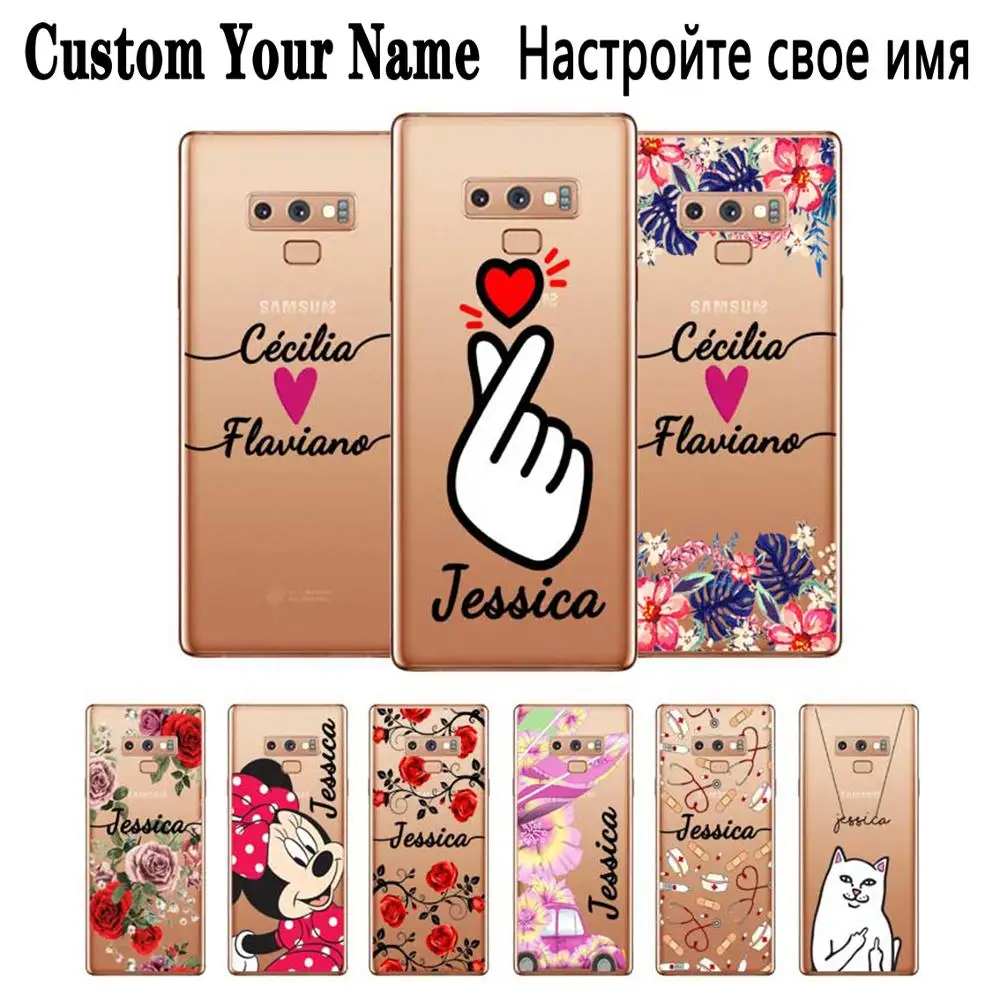 Selling PopularCustom Name DIY Transparent Soft Silicone Case Cover For Samsung Galaxy Note 3 4 5 8 9 10 M10 M20 M30 Grand Prime |