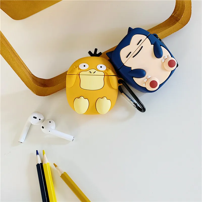 3D милый мультяшный Покемон Psyduck Snorlax Kabigon корпусы гарнитурные для Apple Airpods 1/2 силиконовый защитный чехол для наушников