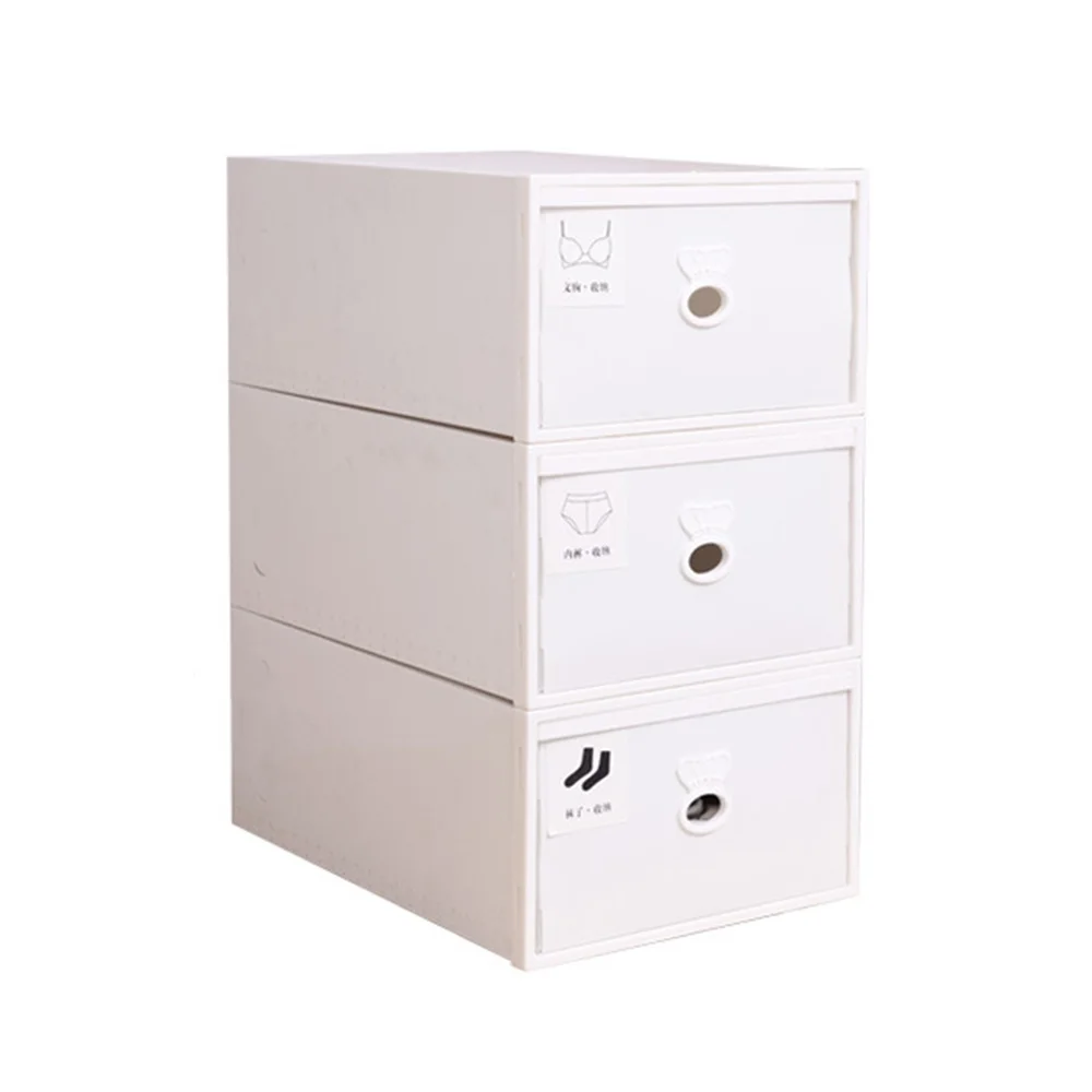 Слоновая кость Household Drawer Underwear Socks Bra Three-Piece Japanese Style Storage Box Clothes Organizer Container - Цвет: Слоновая кость