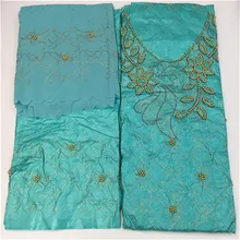 Дубай дизайн Лидер продаж бязь брокад Richer Getzner камни бисер морской раковины одежды кружевной материал 2+ 2+ 3 ярдов для платья