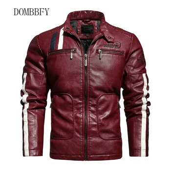 

Brand Men's Motorcycle Leather Jacket Stand Collar Bomber Jackets Spring Autumn Men Casual Vintage Warm Biker Leather Coat Male