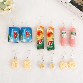 

1Pair Women Drop Earrings Flatback Resin Butter buns Artificial food Handmade Earrings Jewelry For Woman And Children