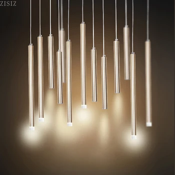 Zisiz真鍮鉄ペンダントランプ調光対応ライトランプダイニングルームのキッチンのシャンデリアシリンダーパイプキッチンライト