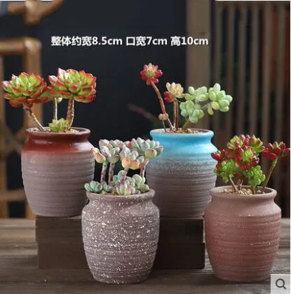 style2-4PCS Американская Керамика дышащее керамическое украшение цветочный горшок домашняя гостиная фигурки ремесла открытый суккулент растение украшения - Цвет: style2-4PCS