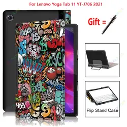 Ultra silm caso para lenovo yoga inteligente tab 11 yoga YT J706F YT J706 2021 11 "funda tablet magro magnético dois dobrável suporte capa