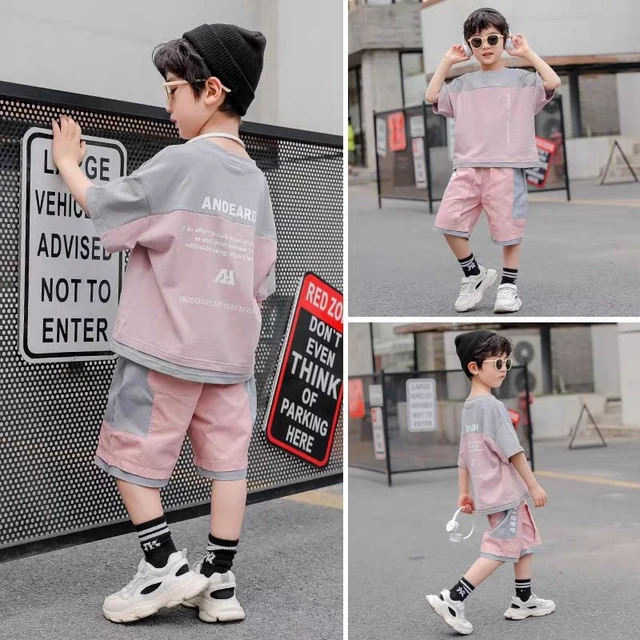 Baby Children'S Boy Clothes Summer Clothing Set 2022 New Fashion O-Neck  Letters Graffiti Tops & Jeans Two Pieces Suits 110-160 - AliExpress