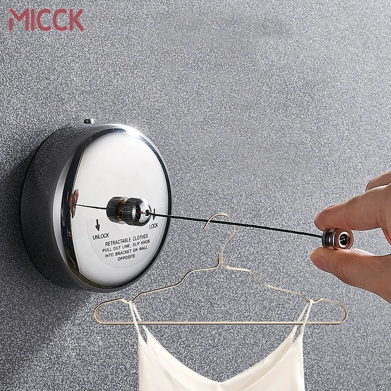 MICCK Portable Stainless Steel Retractable Clothesline Indoor Outdoor