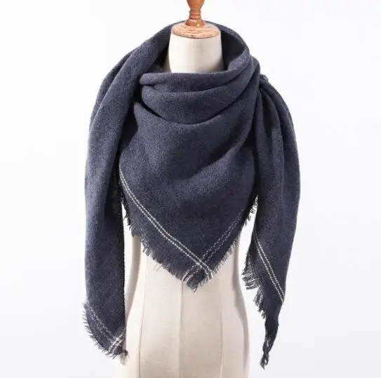 Модный вязаный женский шарф на весну и зиму, одноцветные теплые кашемировые шали, роскошная брендовая бандана из пашмины для девушек - Цвет: K2