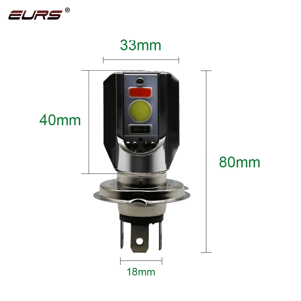 EURS заводская цена 1 шт. H4 3COB 1000LM 10 Вт Hi/Lo луч три цвета Белый Красный Синий Мотоцикл преобразования фар 12 в 24 В