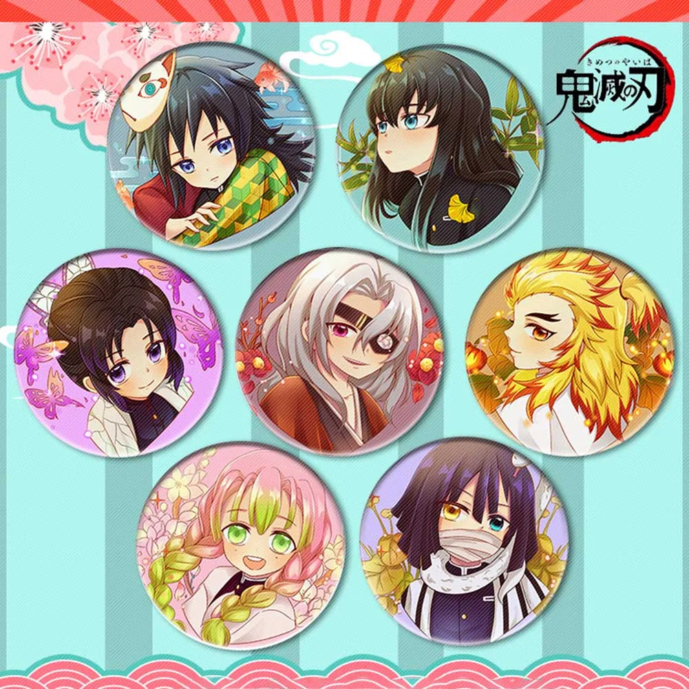 9pcs Anime Demon Slayer: Kimetsu No Yaiba Kamado Nezuko Kamado Tanjirou Cosplay Party Pin Button Brooch Badges