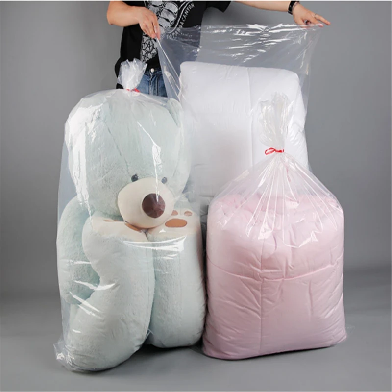 Bestonzon 200pcs PE Transparent Plastic Bag Disposable Storage Pouch Giant Storage Bags, Adult Unisex, Size: Large