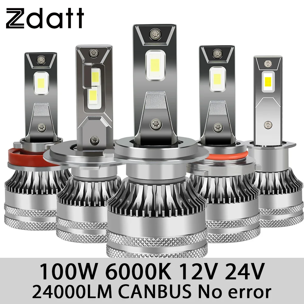

Zdatt H1 H7 led фонарь налобный лампы для авто H4 H11 H8 HB3 HB4 Светодиодная лампа Canbus 100 Вт 12 В 24000LM 6000 К Светодиодная фара для автомобиля Супер яркий 2 шт.