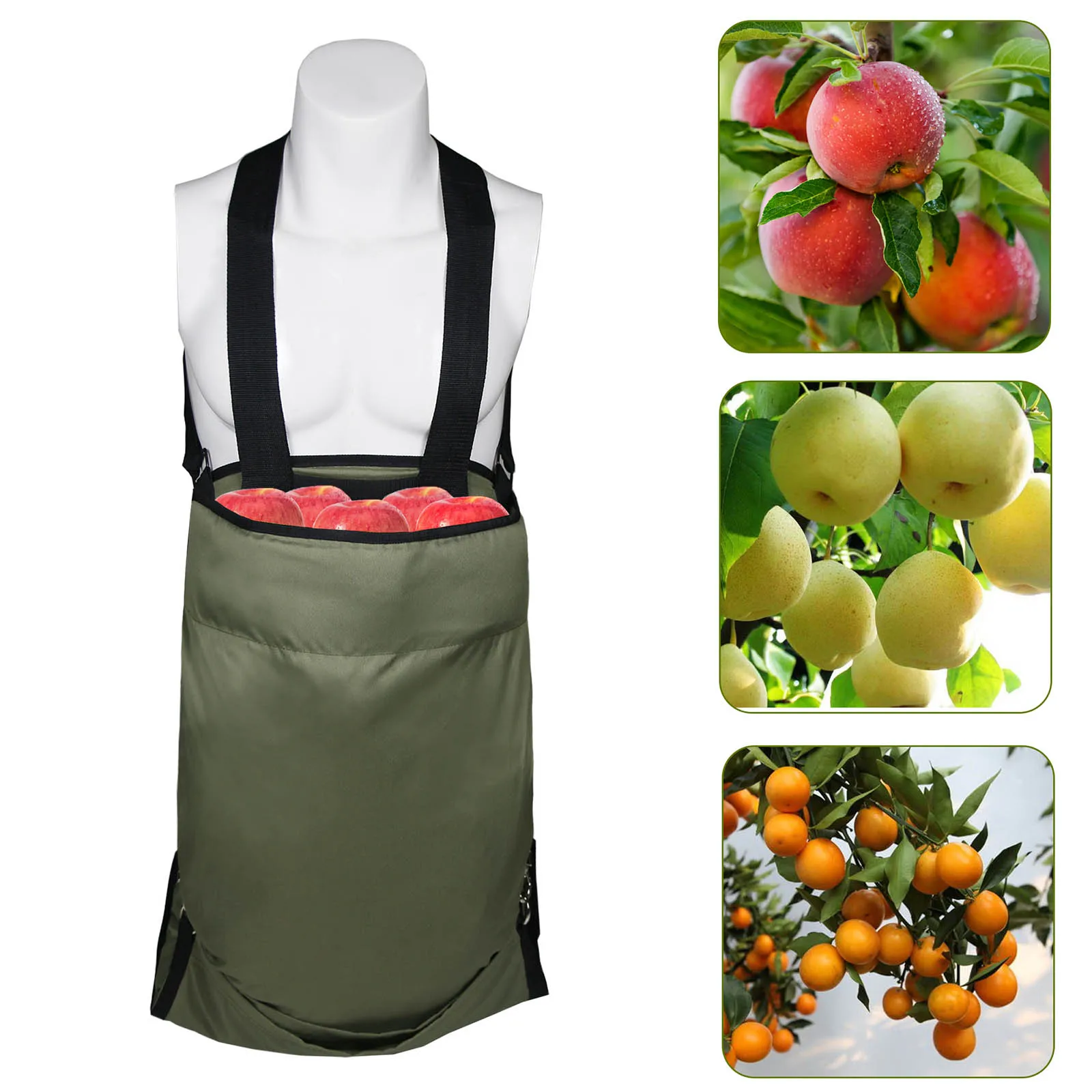 ZzoGri Garden Harvest Apron Bag with Pockets for Fruit Picking Grocery Storage 