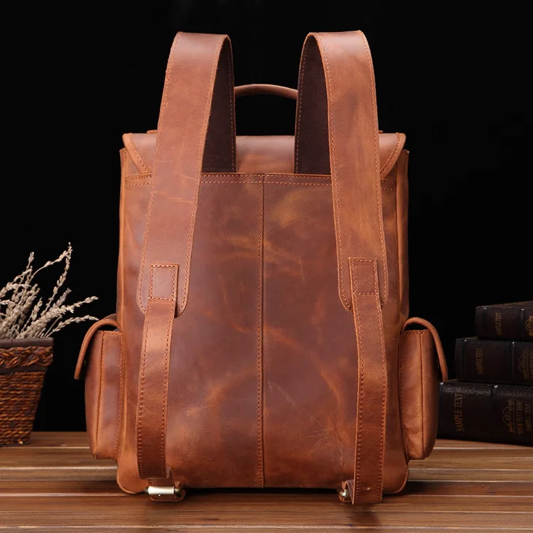 Back View of Leather Backpack