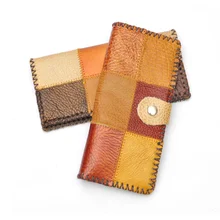 

WR New Leather Handmade Lady's Wallet Retro Ethnic Style Leather Style Large Capacity Multi-Functional Hand Zero Wallet