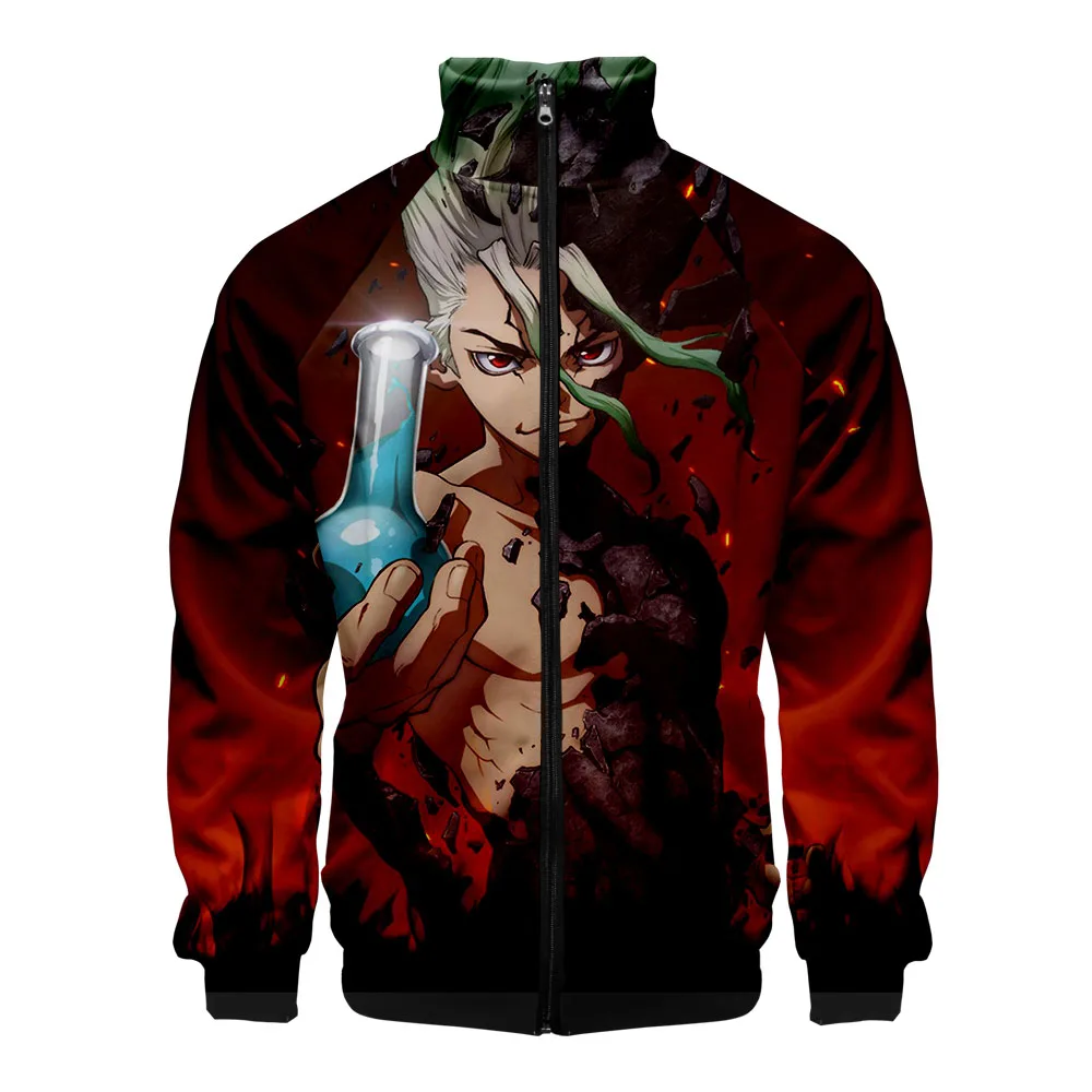 Dr Stone 3d Print Zipper Jackets Casual High Collar Hoodies Fashion Cool High Street Autumn Spring Clothes Sweatshirt Streetwear Paroun