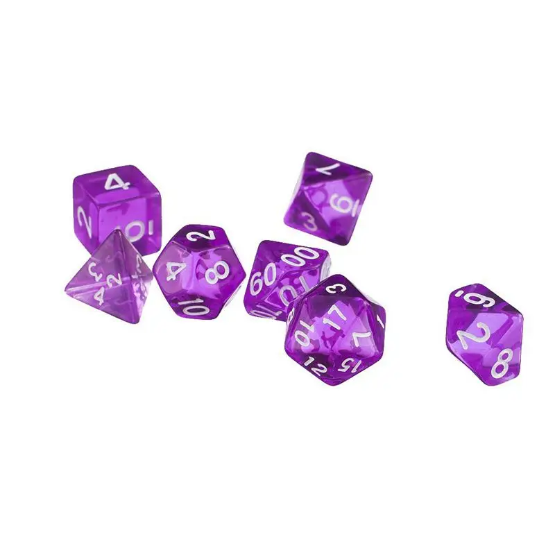 Purple 7 штук D4 D6 D8 D10 D12 D20 игра в кости для подземелий и Драконов - Цвет: Purple
