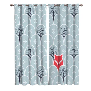 

Cartoon Art Fox Tree Window Curtains Living Room Boys Children Bedroom Kids Room Cortina Window Treatment