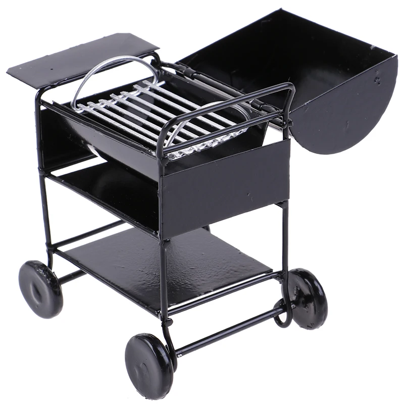 

Mini Black Bbq Car Set 1:12 Doll House Accessories Delicate Simulation Decorations Doll House Scene Bbq Set