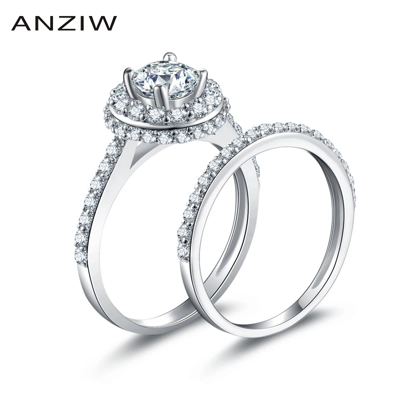 Женское серебряное свадебное кольцо с 4 зубцами|ring set|bridal ring setbridal |