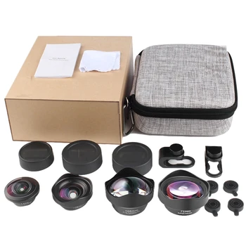 

4 in 1 Clip on Mobile Phone External Wide Angle Fisheye Camera Lens Set Outdoor HD Macro Telephoto Professional Accessories