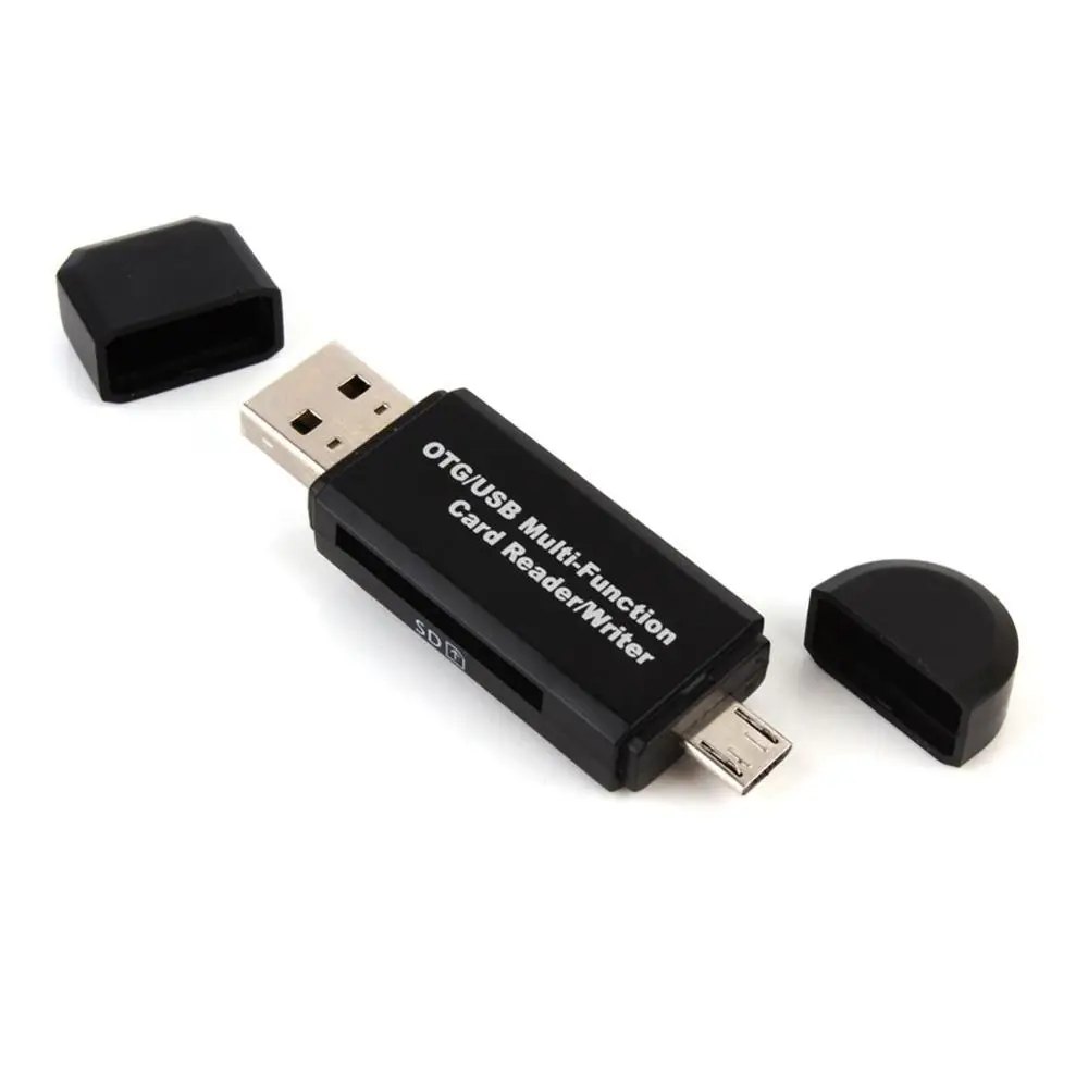 3 в 1 type C и micro USB и USB OTG кард-ридер высокоскоростной USB2.0 Универсальный OTG TF/SD для Android компьютера удлинители - Цвет: Черный
