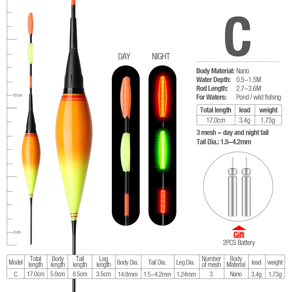 DONQL 1 шт. Nano Дайвинг свет Led Электронный Рыбалка Свет короткий поплавок светящиеся рыбы Стандартный плавающий аккумулятор x2 рыболовные снасти - Цвет: Bead C