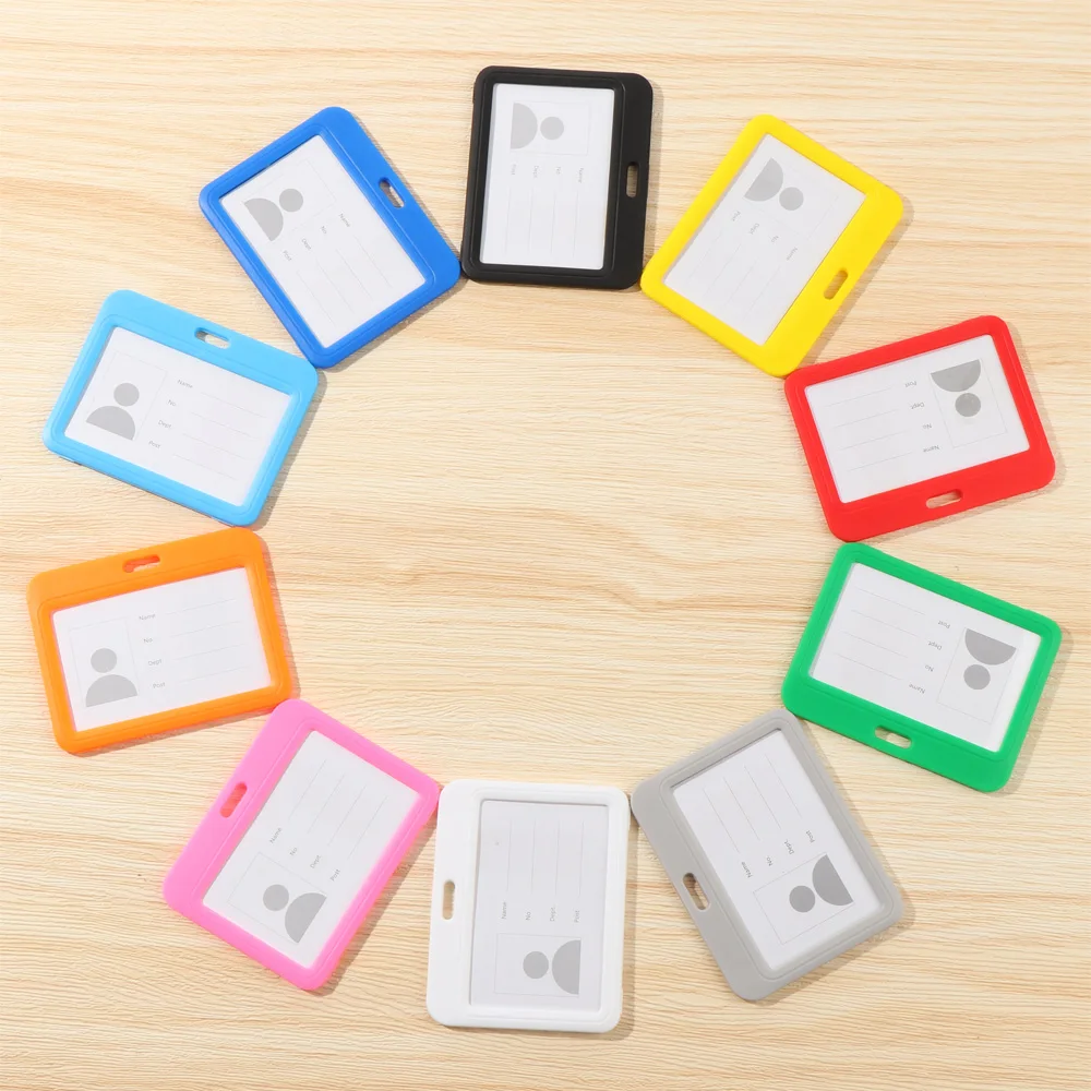 Two sided Transparent Card Holder with Lanyard Horizontal Style