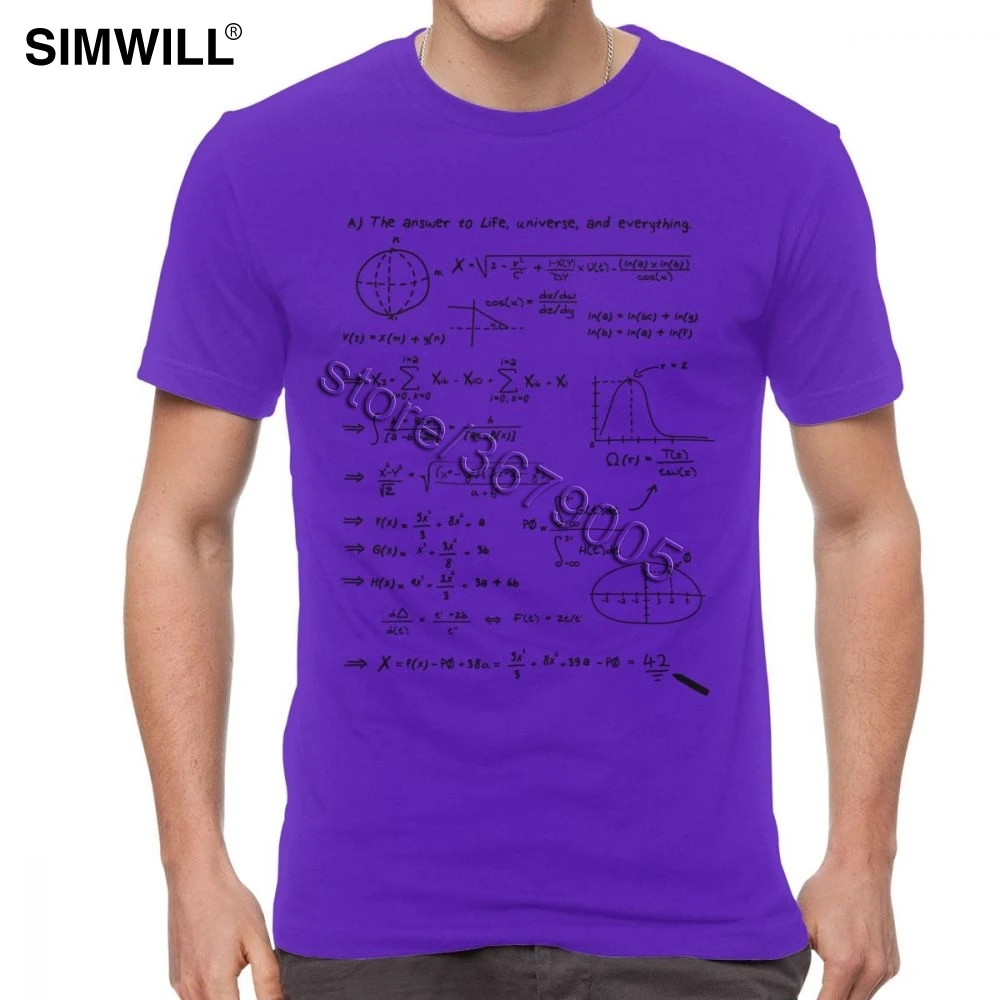 Новое поступление, модная мужская футболка из чистого хлопка с надписью «значение жизни», математические футболки с коротким рукавом и вырезом лодочкой, математическая Повседневная футболка - Цвет: Фиолетовый