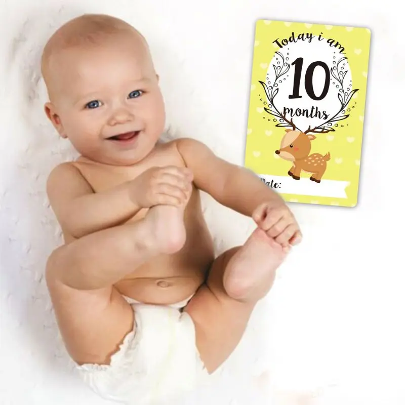  12 Sheet Milestone Photo Sharing Cards Gift Set Baby Age Cards - Baby Milestone Cards Baby Photo Ca