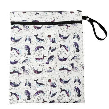 

Daily Diaper Bag Washable Baby Infant Printed Double Zippered With Strap Waterproof Reusable Large Capacity Convenient Portable