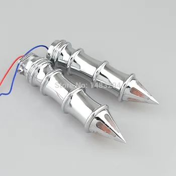 

Chrome Motorcycle 1" Inch Handle Grips Handlebar 25mm With Turn Signal Light Case for Harley Shadow Custom Chopper