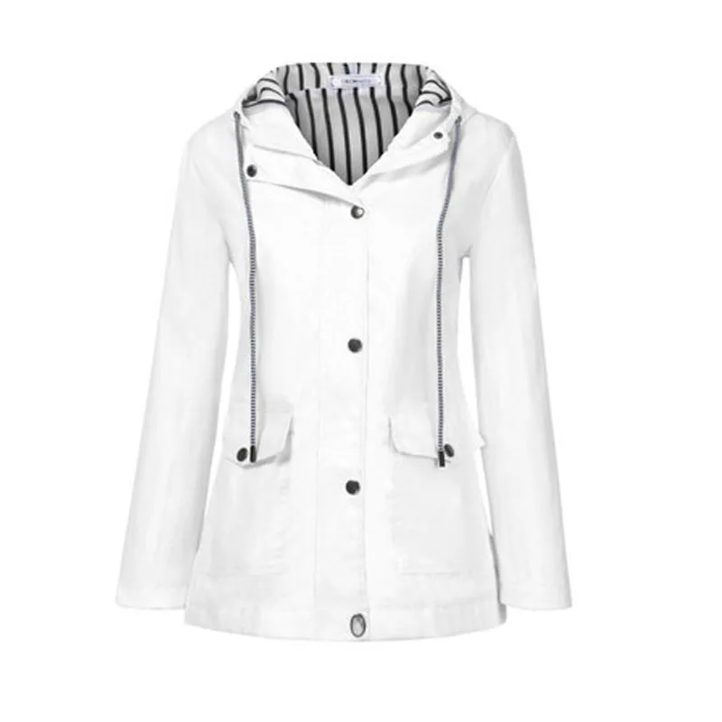 Новые женские быстросохнущие водонепроницаемые куртки Защита от солнца для отдыха на природе походные спортивные пальто плащ Женская ветровка - Цвет: white