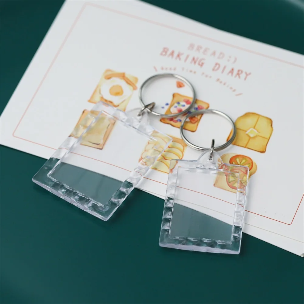 2-5 Teile/paket Transparent Rechteck Blank Acryl Einsatz Schlüsselbund Foto Bild Rahmen Schlüsselring Halter DIY Split Ring Schlüsselbund Geschenk – Detail 7