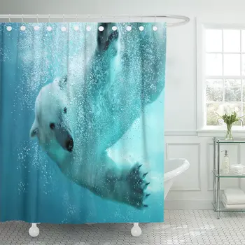 

Polar Bear Attacking Underwater Full Paw Blow Details Showing Shower Curtain Waterproof Polyester Fabric 72 x 78 Inches Set