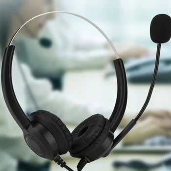 

Hot Wired stereo noise canceling headset, headphone with mini microphone customer service, adjustable for computer lapt Durable