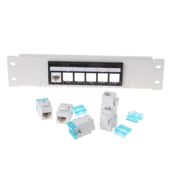 

RJ45 CAT6 6 Ports Patch Panel Frame With RJ45 Keyston Module Jack Connector Drop Shipping