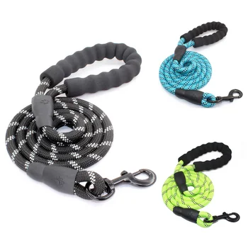 

5 Ft Strong Dog Leash Comfortable Padded Handle Highly Reflective Threads Medium Large Dogs
