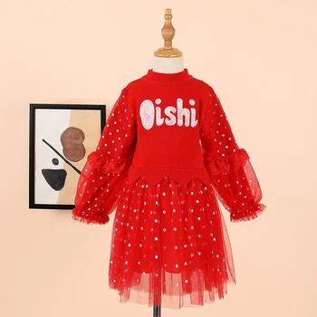 

Girls sweater dress 2020 New Autumn winter Baby girl Sweater party dress Children Clothing Kids fashion princess dress for girls
