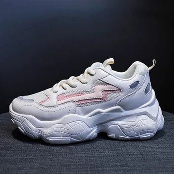 

Spring Fashion Platform Sneakers Women Classic White Sneakers Casual Dad Shoes Woman Lace Up Chunky Sneakers Basket Femme 2020