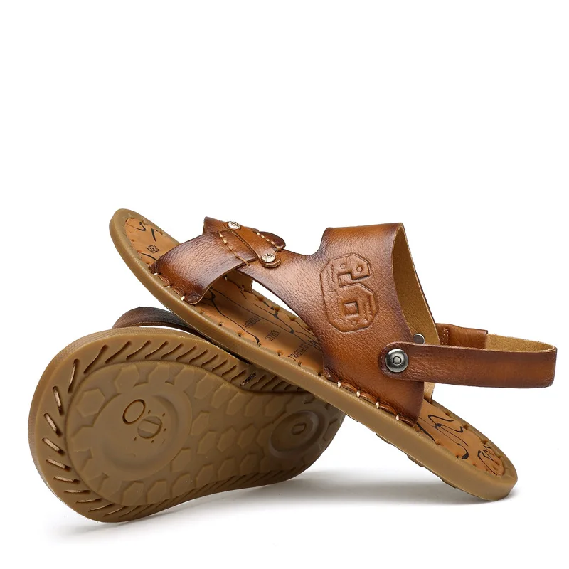 New Style Summer Men Genuine Leather Fashion Peep-Toe Sandals Hot Selling Versatile Sandals Men's