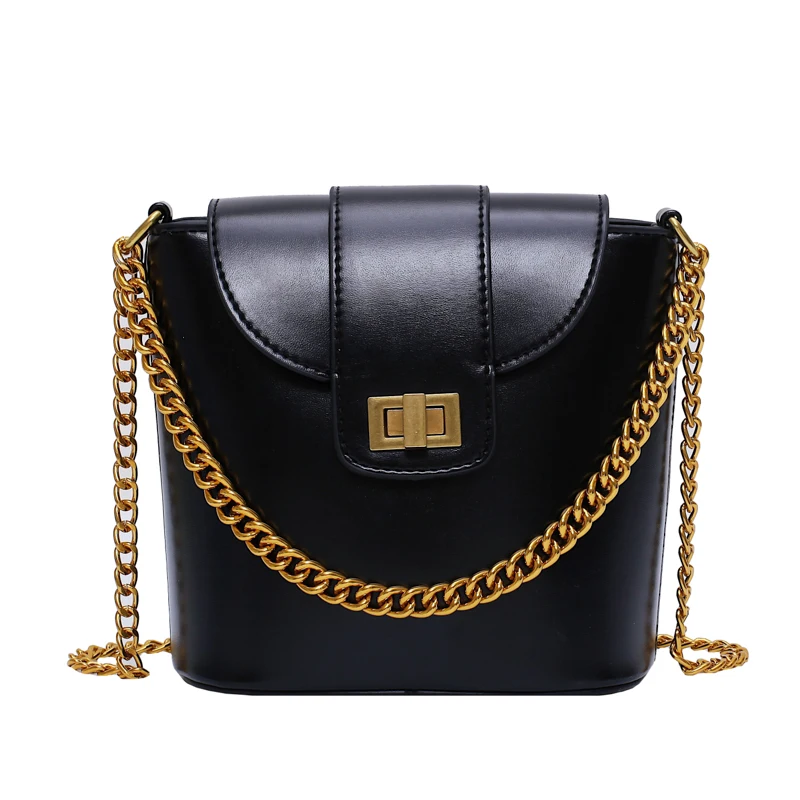 

2019 New Casual Shoulder Bag Simple Designer Fashion Vintage Ladies Handbag Leather Solid Color Chain Shoulder Messenger Bags