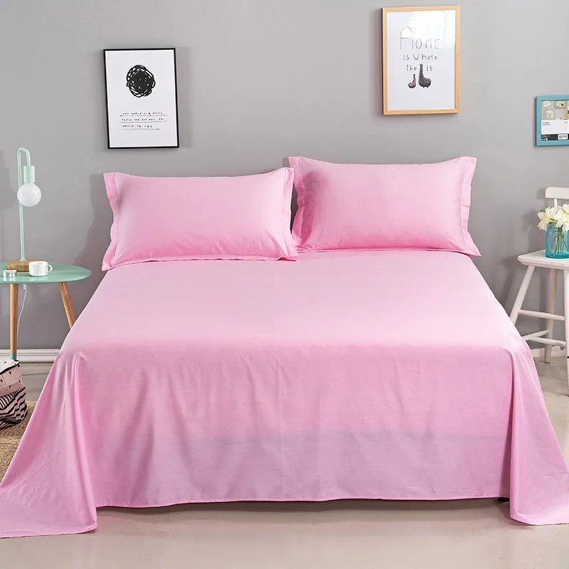 100 Cotton Pure Color Flat Sheet For Children Single Double Bed Flat