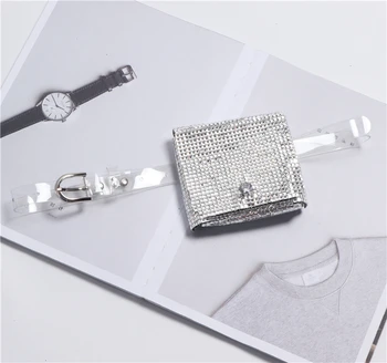 

2020 Transparent PVC Waist Belt With Mini Bag Bling Rhinestone Plastic Fanny Packs For Coin Money Lipstic Mini Flap Waist Packs