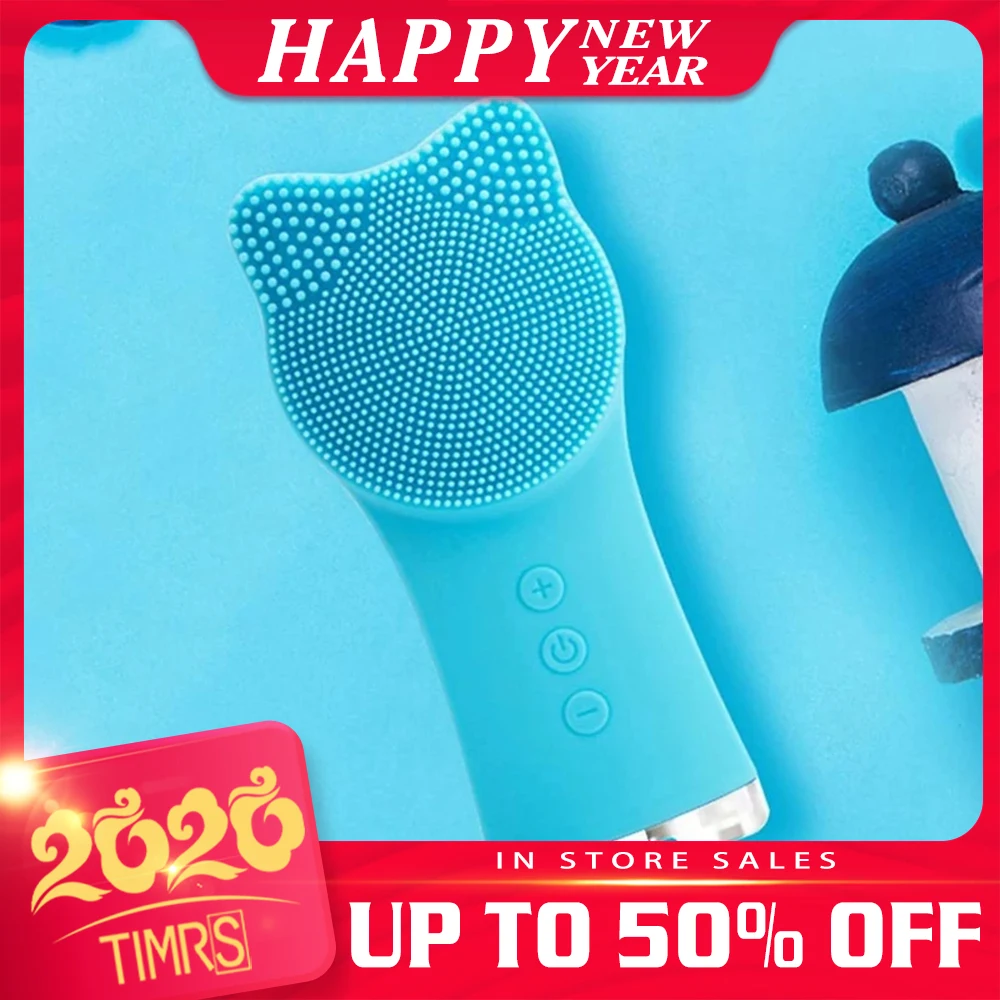 

Silicone Ultrasonic Facial Cleansing Rechargeable Vibration Face Cleaning Brush Face Washing Pore Clean Massager Skin Care Tool