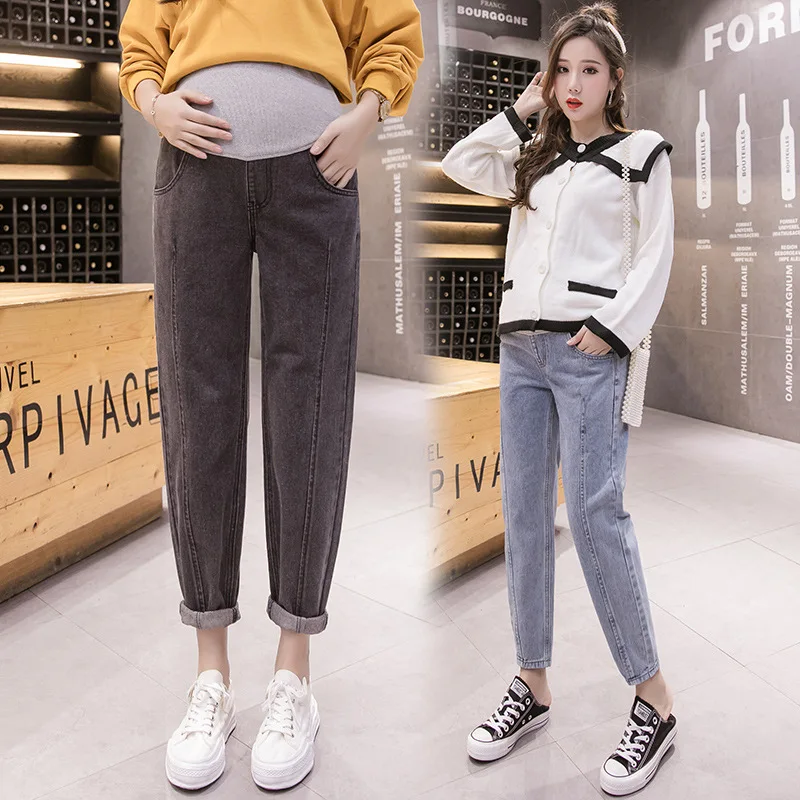 

Maternity Jeans Long Pants Spring And Autumn Loose-Fit Straight-leg Pants Autumn Thin Outer Wear Abdominal Support Capri Pants H