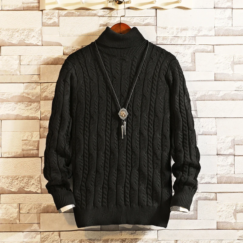 2019 Sweater Men Turtleneck Thick Warm Mens Sweaters Wool Pullover High Turtle Neck Casual Male Sweter Pull Homme Khaki Pullover