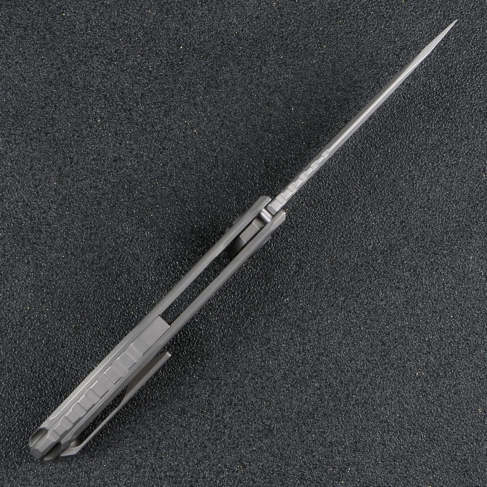 Kanedeiia custom neon zero flipper folding knife titanium alloy handle D2 blade trekking camping hunting fruit knives EDC tools