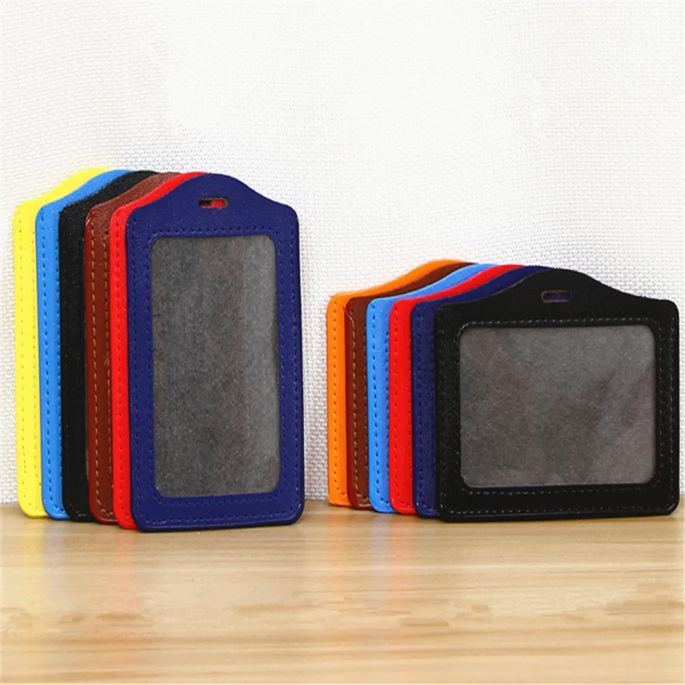Portatarjetas Horizontal de Material PU, funda de alta calidad para tarjetas de identificación, Banco de identificación, insignia de crédito, suministros escolares y de oficina, 516