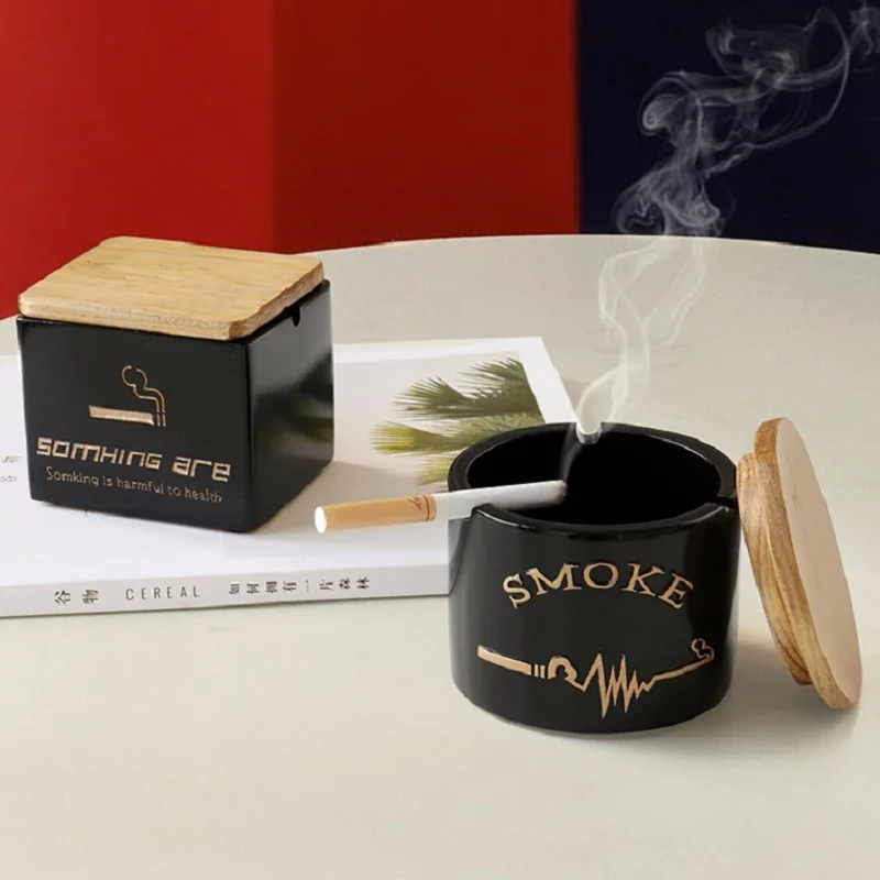 

Designer Ashtrays Portable Resin Moden Windproof Ashtray with Lid Hotel Outdoor Home Tabletop Decoration Gift for Boyfriend
